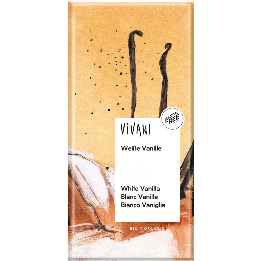 10er-VE Bio Schokolade Weiße Vanille 80g Vivani - Bild 1