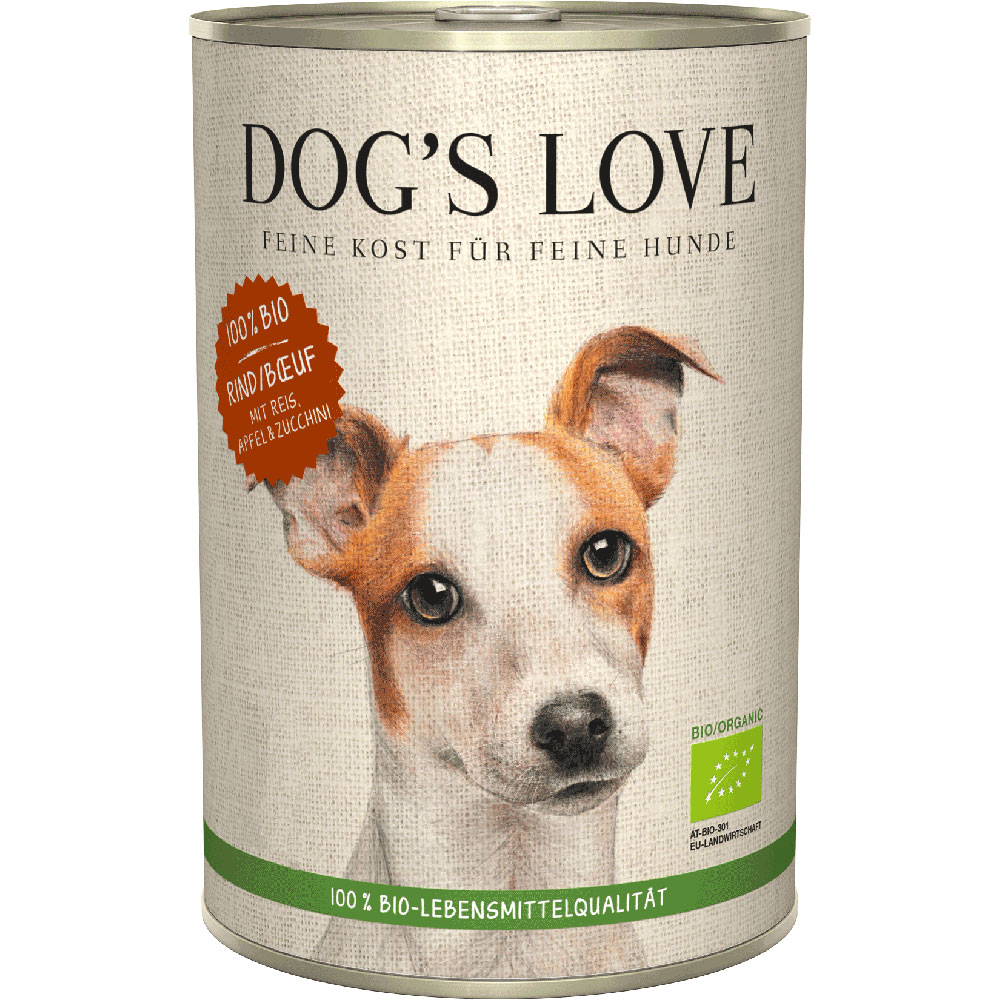 144er-SET Bio Hundefutter Rind mit Reis, Apfel, Zucchini 400g Dog's Love - Bild 1
