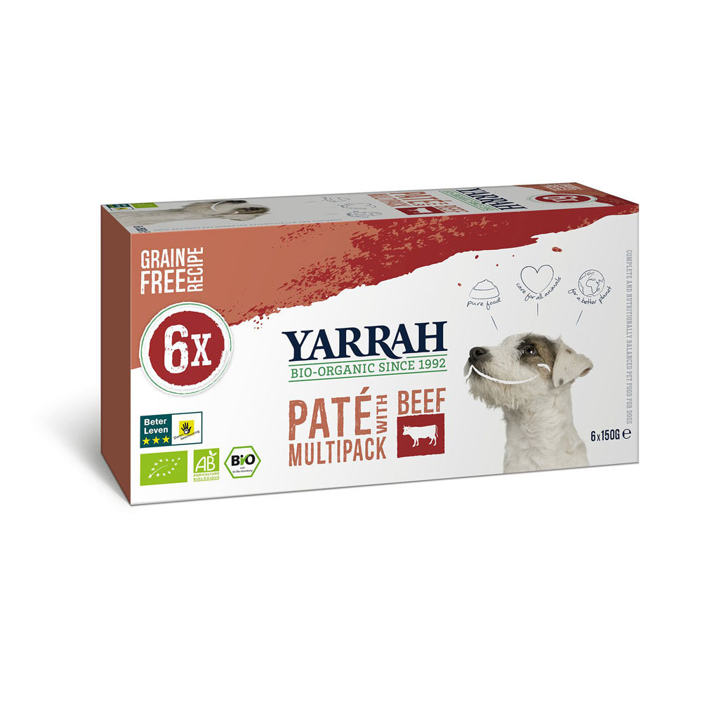2er-SET Bio Multipack für Hunde Pate mit Rind und Spirulina 6x150g Yarrah - Bild 1
