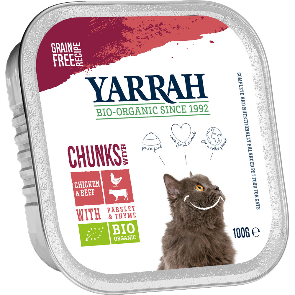 384er-SET Bröckchen Huhn mit Rind (24x16x100g) Yarrah Bio Katzenfutter - Bild 1