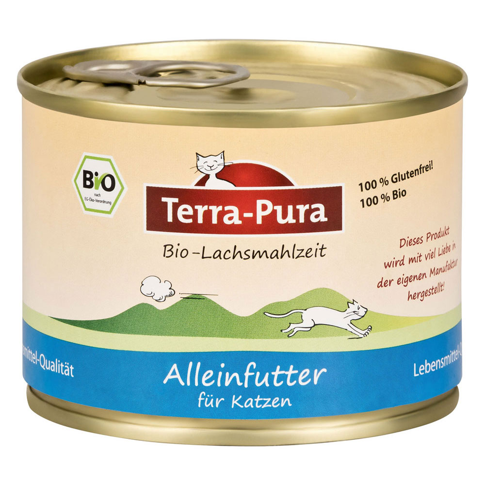3er-SET Lachsmahlzeit Bio Katzenfutter 200g Terra-Pura - Bild 1