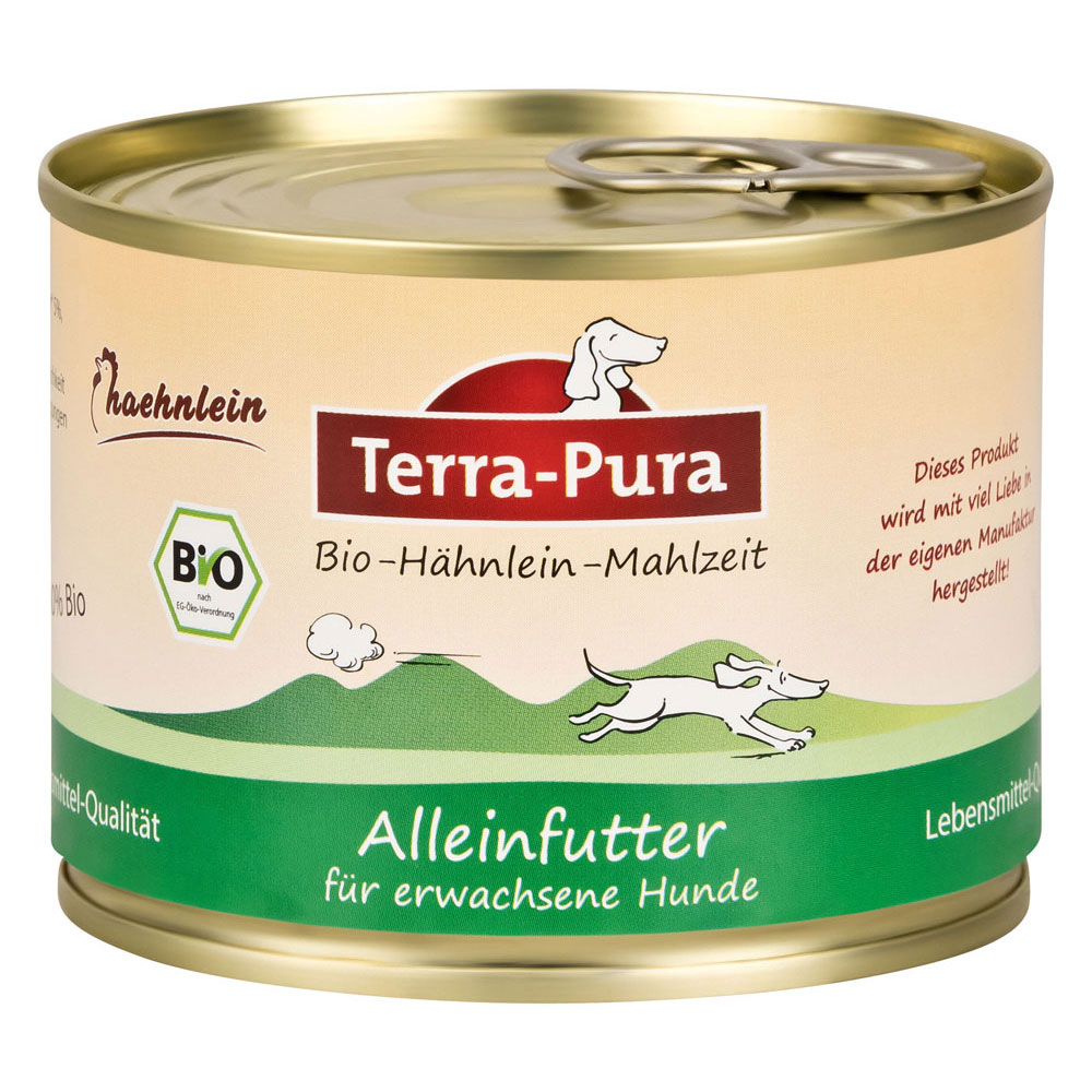 3er-SET Terra Pura Hähnlein-Mahlzeit 200g Bio Hundefutter Glutenfrei - Bild 1