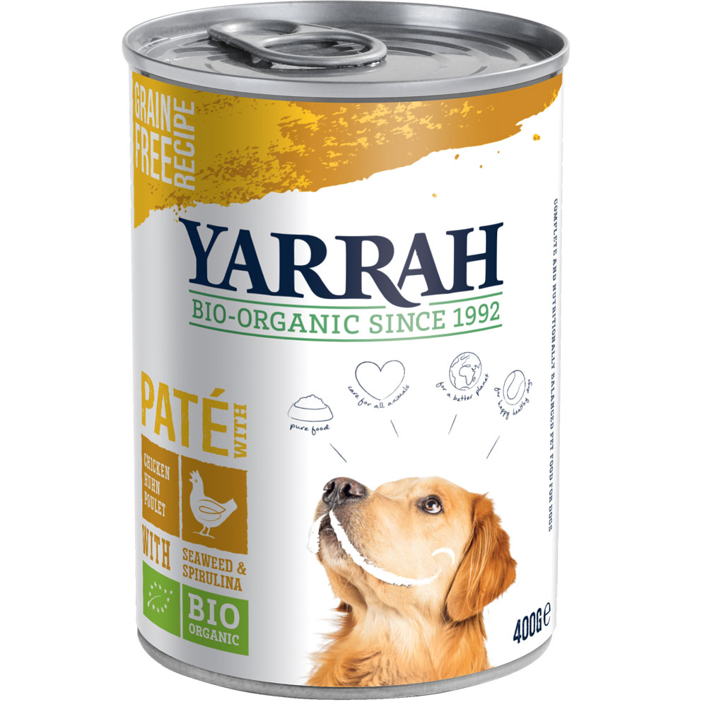 4er-SET Bio Hundefutter Paté mit Huhn und Spirulina&Seetang 400 g Yarrah - Bild 1