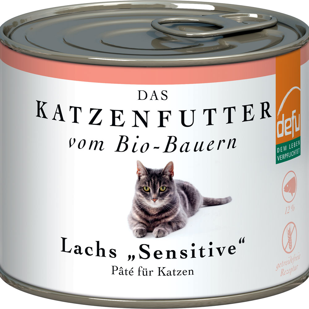 4er-SET Katzen Alleinfutter Bio Lachs 200g Gluten & Getreidefrei defu - Bild 1