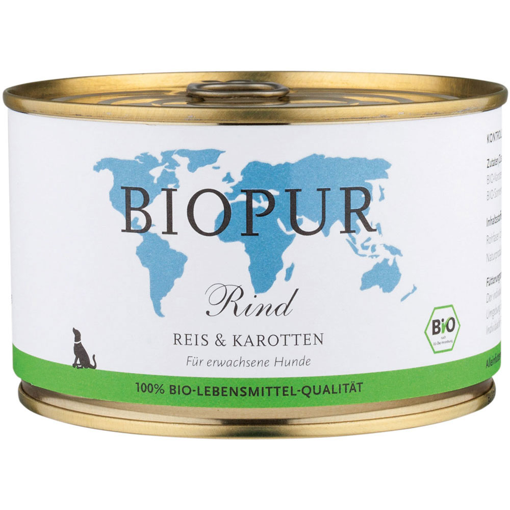 4er-SET Rind, Reis & Karotten 400 g BioPur Bio Hundefutter - Bild 1