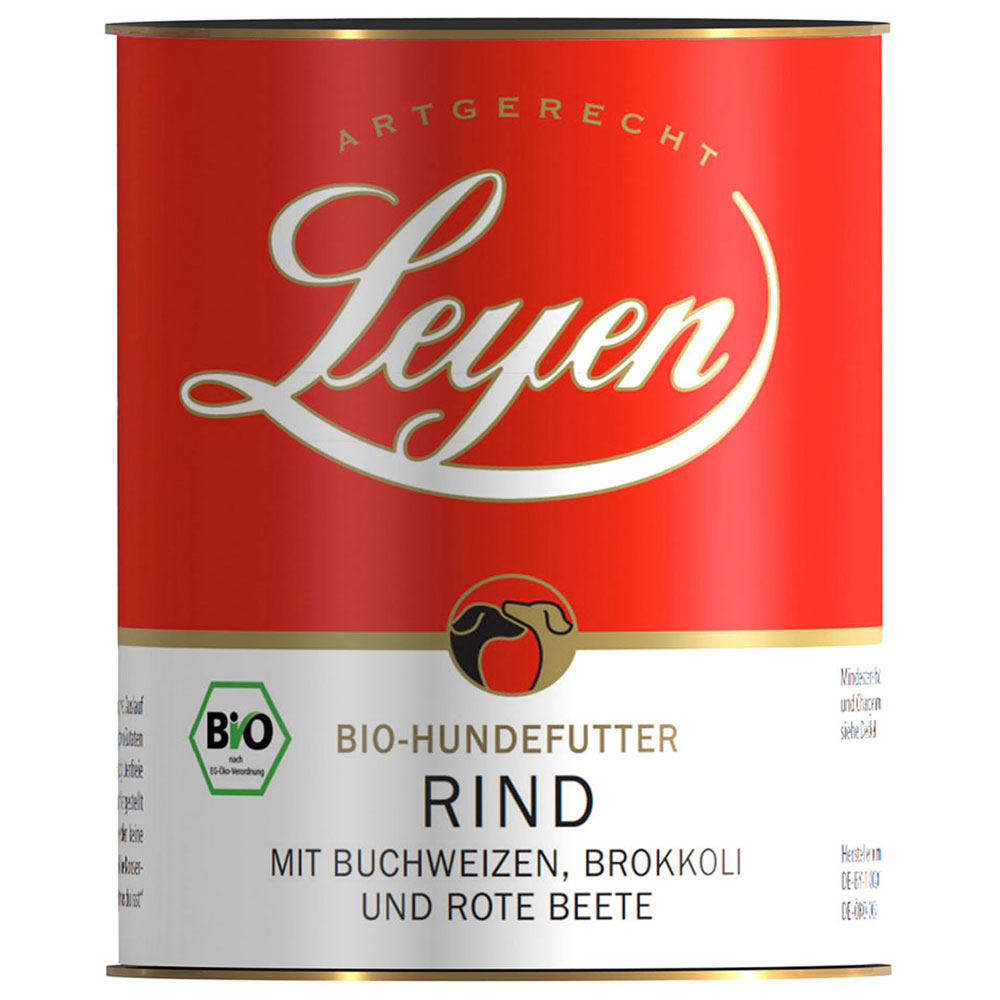 6er-VE Bio Hundefutter Rind mit Buchweizen 800g Leyen - Bild 1