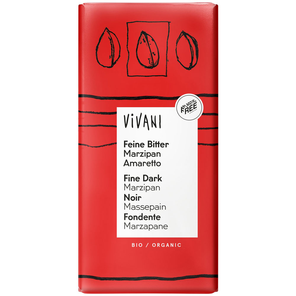 10er-VE  Bio Feinbitter Schokolade mit Marzipan Amaretto Füllung 100g Vivani - Bild 1