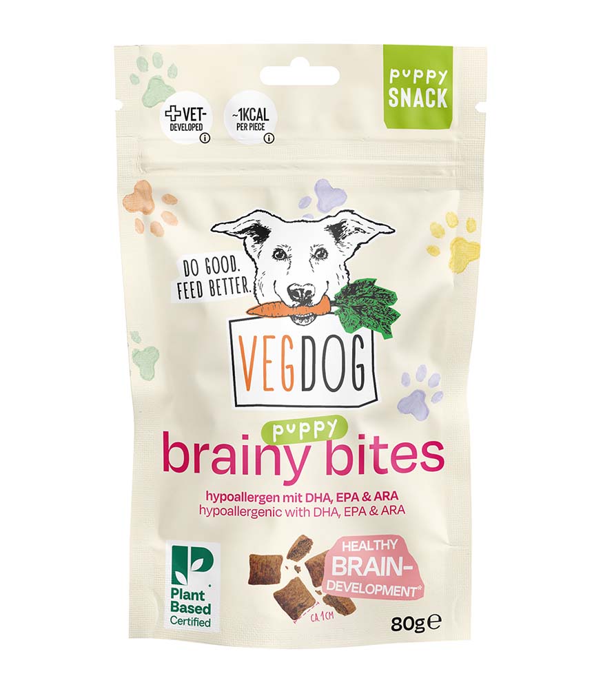 10er VE Brainy Bites Hund Welpen Snack 80g VegDog - Bild 1