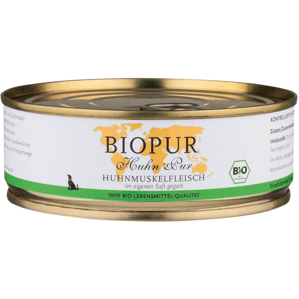 12er-SET Bio Hundefutter Huhnmuskelfleisch 200g BIOPUR - Bild 1