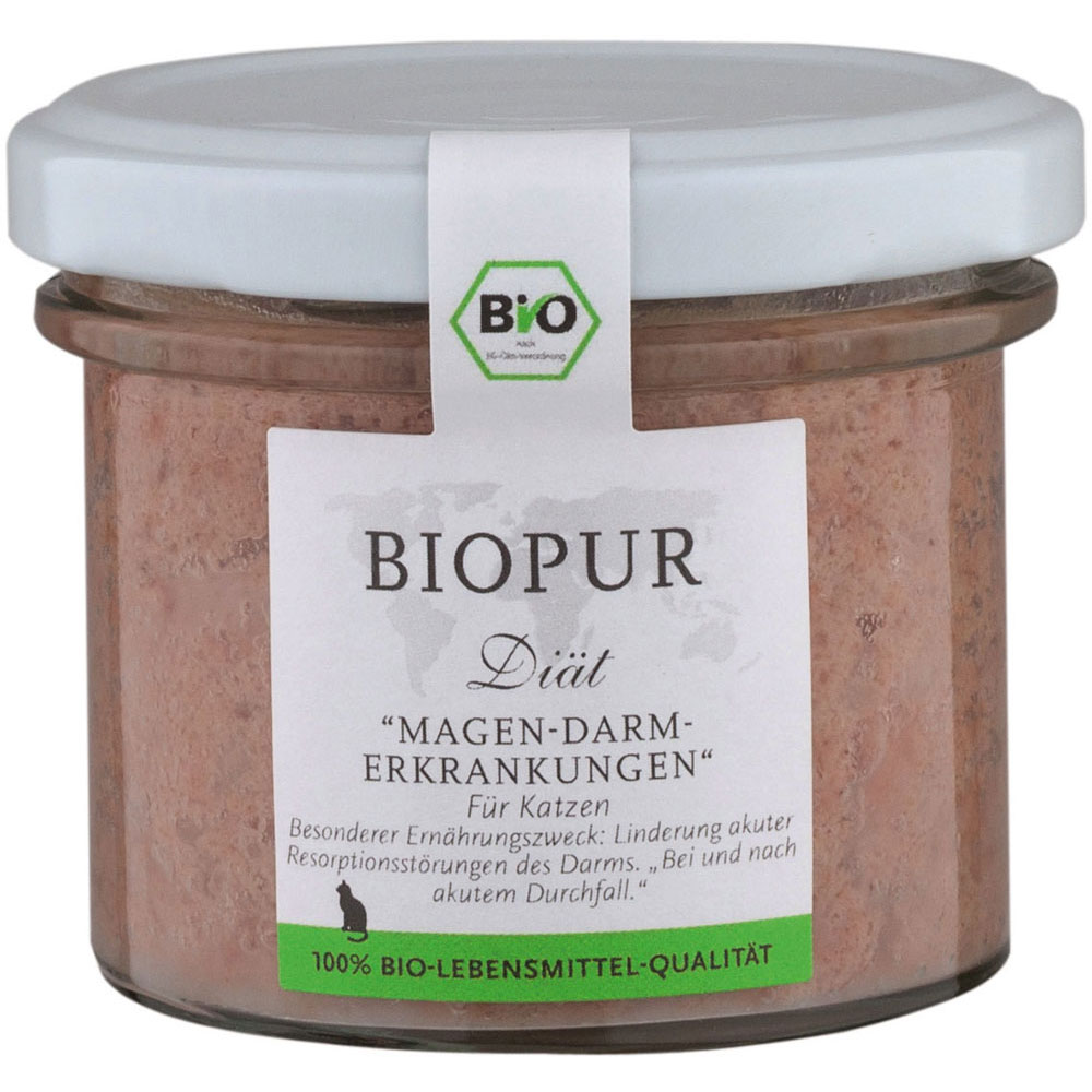 12er-SET Bio Katzendiätfutter Magen-Darm-Erkrankungen im GLAS! 100g BIOPUR - Bild 1