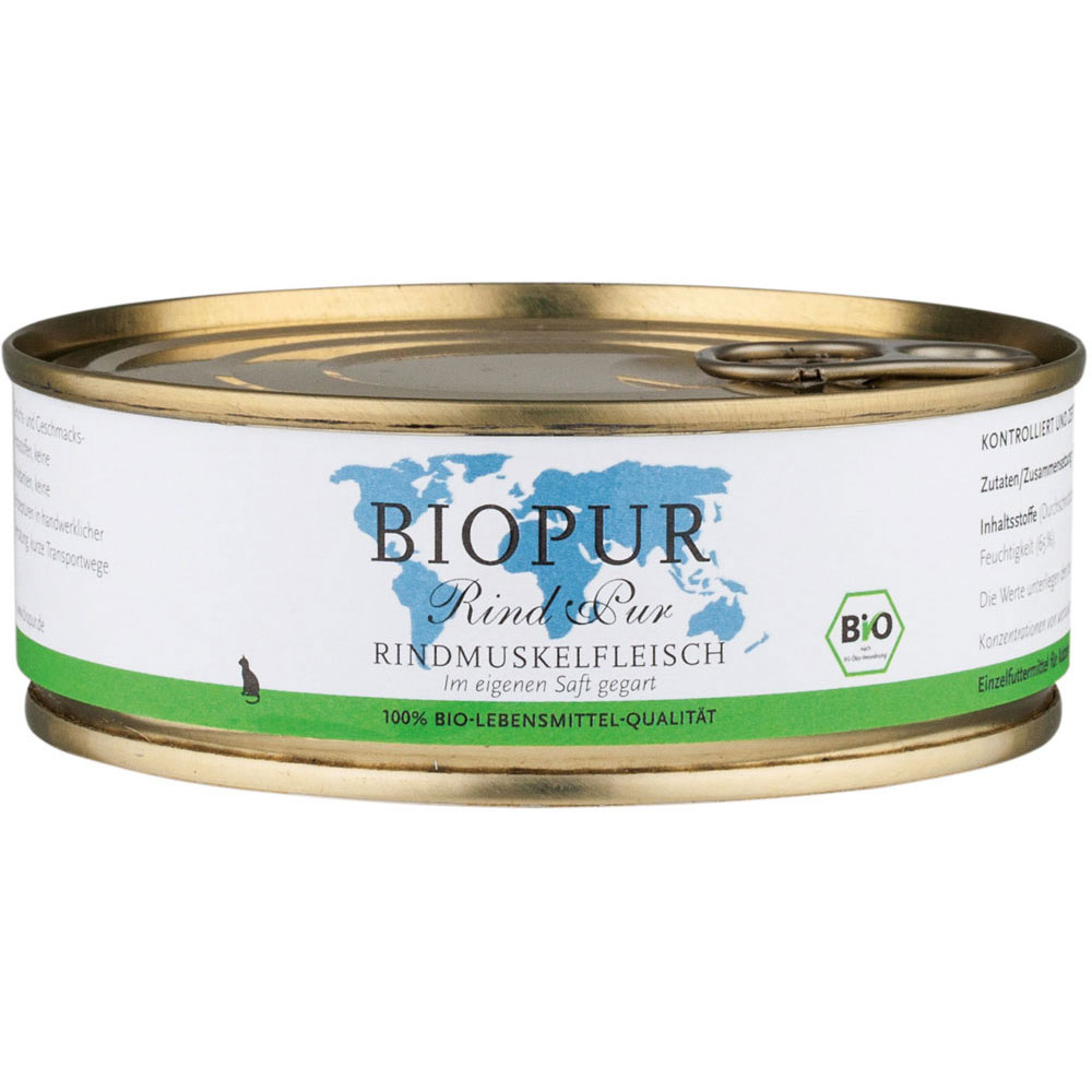 12er-SET Bio Katzenfutter Rindmuskelfleisch 200g BIOPUR - Bild 1