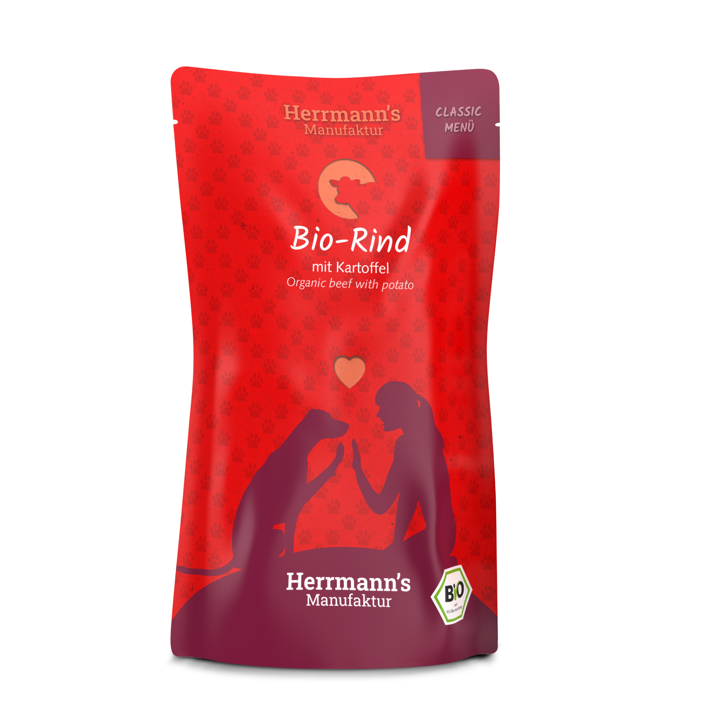 12er-Stiege Bio Hundefutter Rind Menu 1 mit Kartoffel, Apfel, 130g Herrmanns - Bild 1