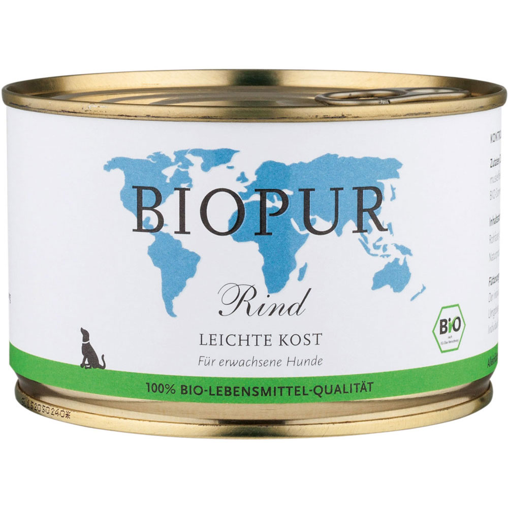 12er-Stiege Leichte Kost: Rind Bio Hundefutter 400g BioPur - Bild 1