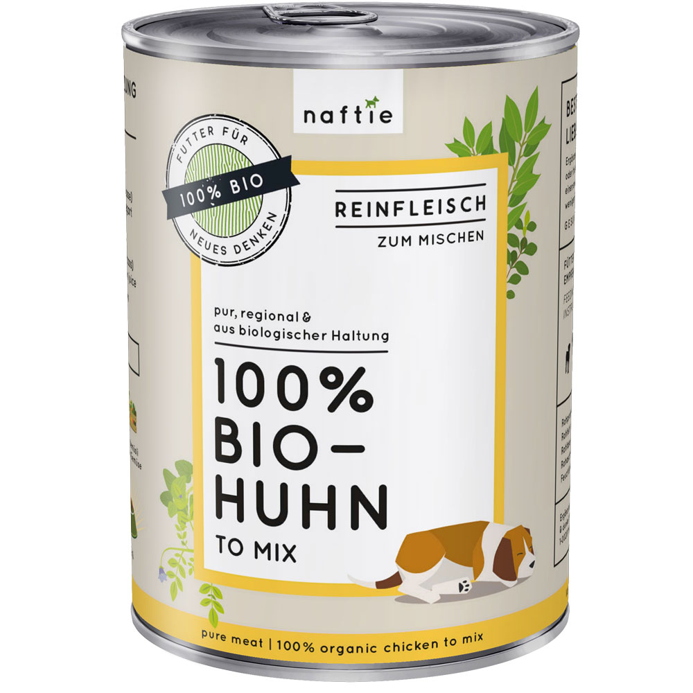 12er-VE Bio Huhn 100 %, Ergänzungsfutter für Hund & Katze 400g naftie - Bild 1