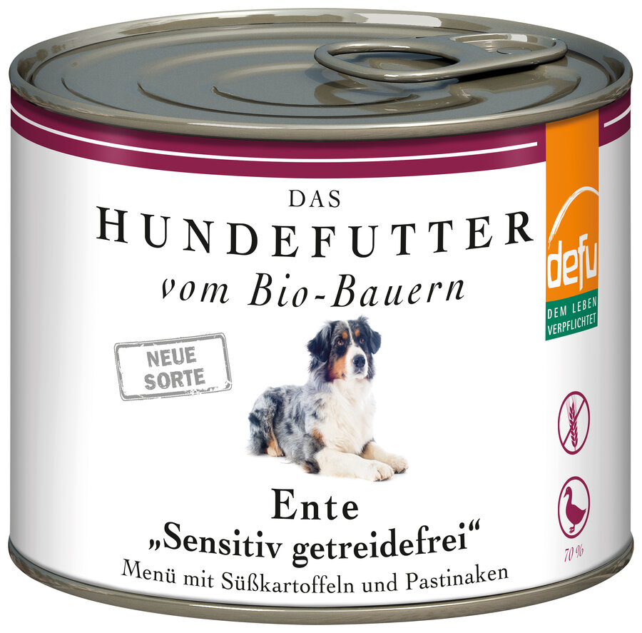 12er-VE Bio Hunde-Alleinfutter Ente High Sensitive 200g defu - Bild 1