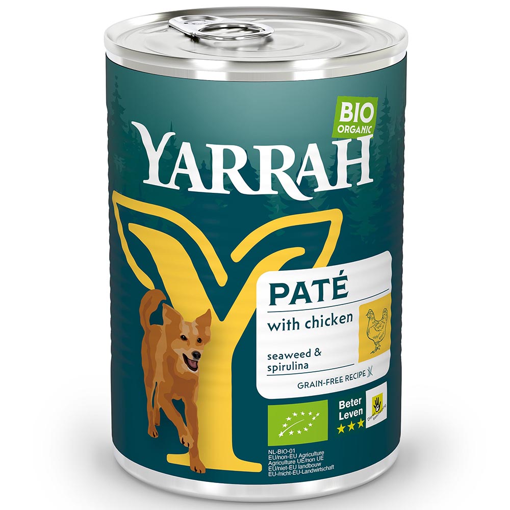 12er-VE Bio Hundefutter Paté mit Huhn und Spirulina&Seetang 400 g Yarrah - Bild 1