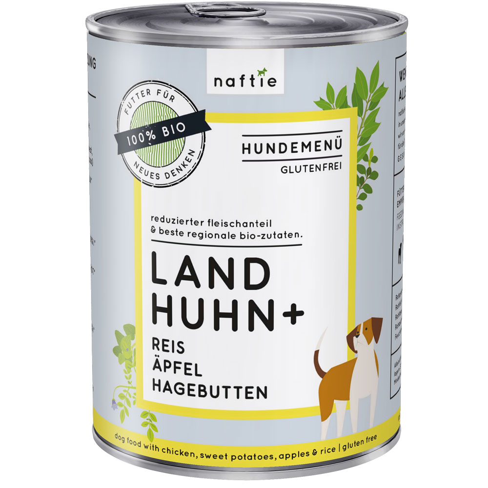 12er-VE Bio Hundemenü Bio Land Huhn+ 400g naftie - Bild 1