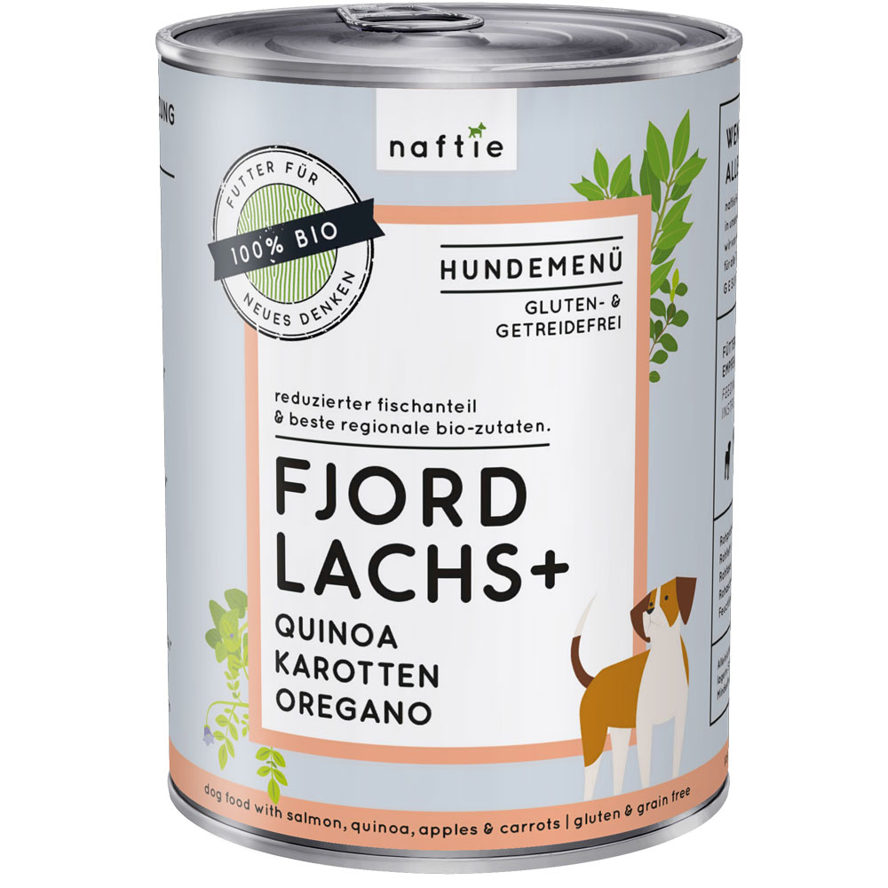 12er-VE Bio Hundemenü Fjord Lachs+ 400g naftie - Bild 1