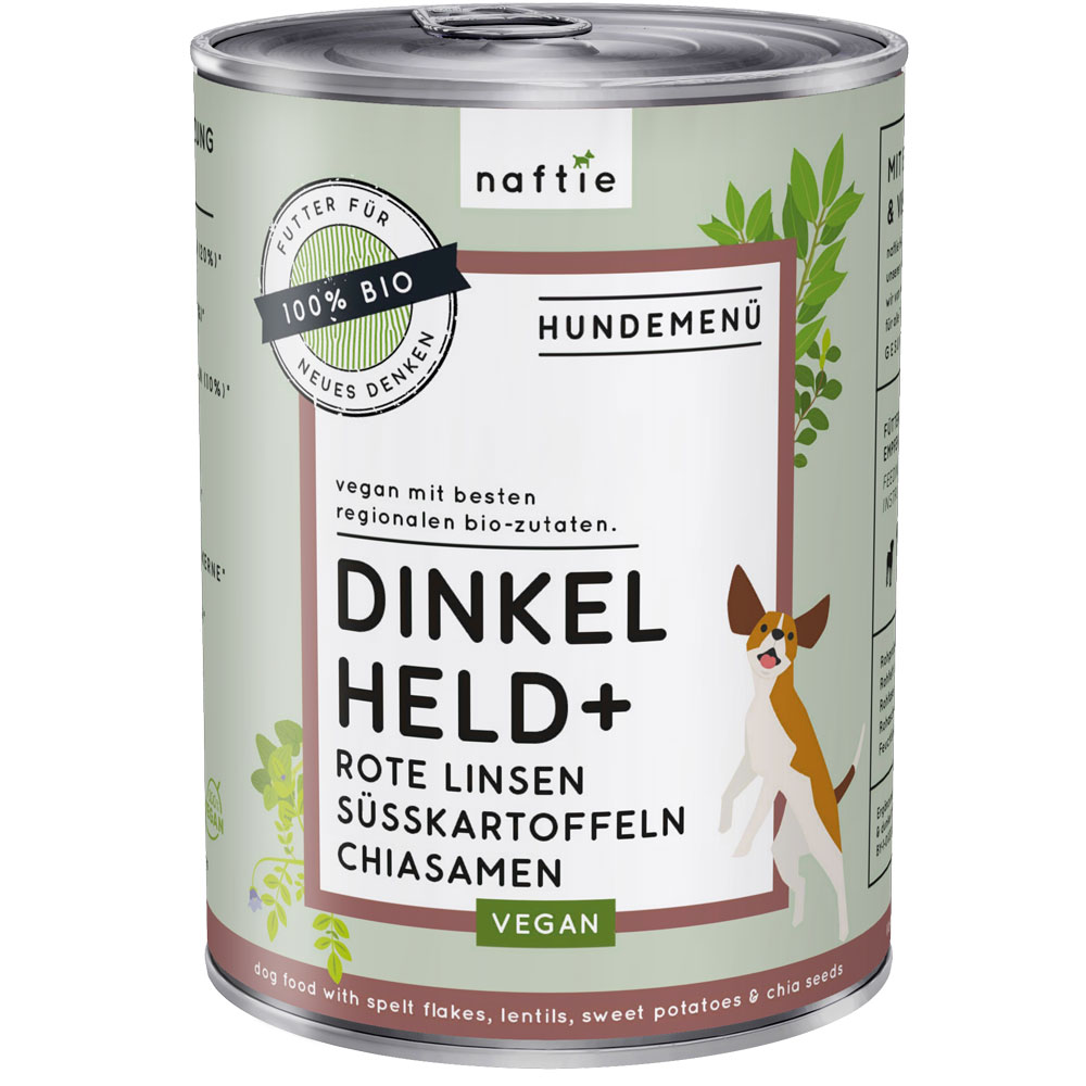 12er-VE Bio Hundemenü vegan Dinkel Held+ 400g naftie - Bild 1