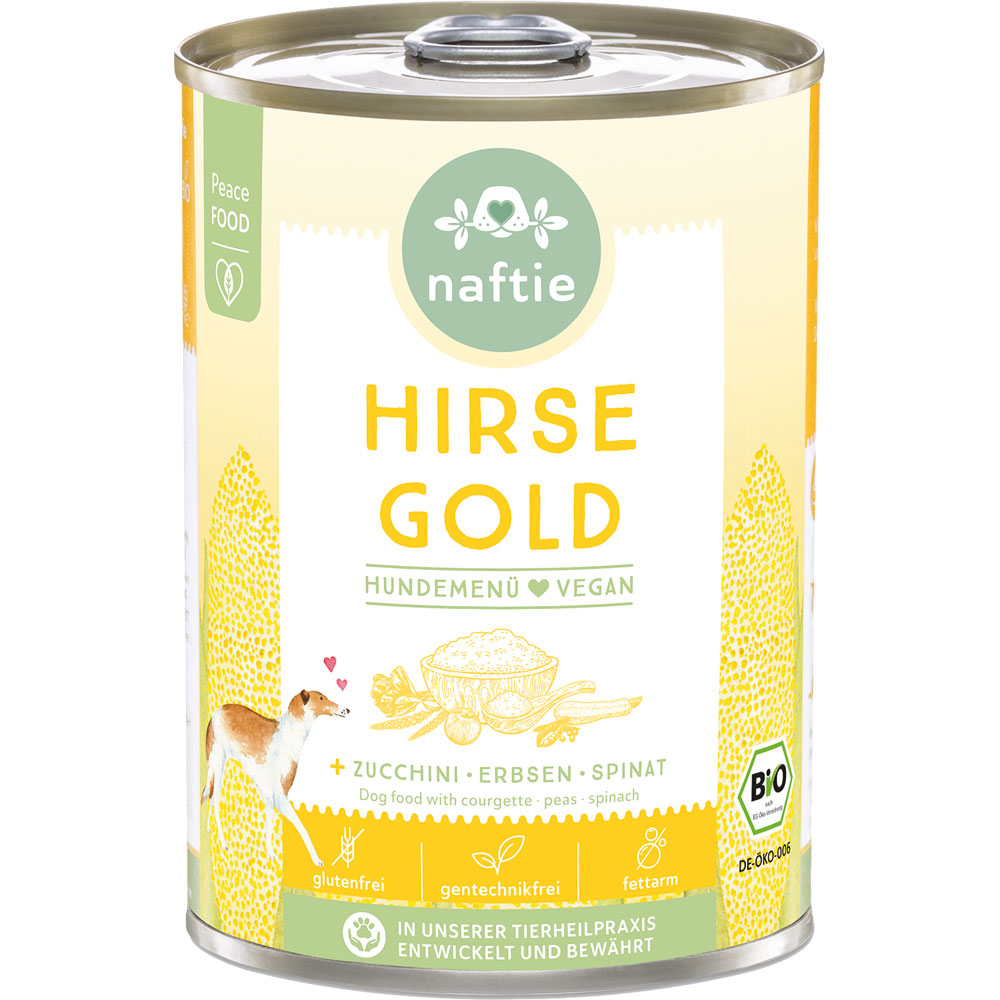 12er-VE Bio Hundemenü vegan Hirse Gold 400g naftie - Bild 1