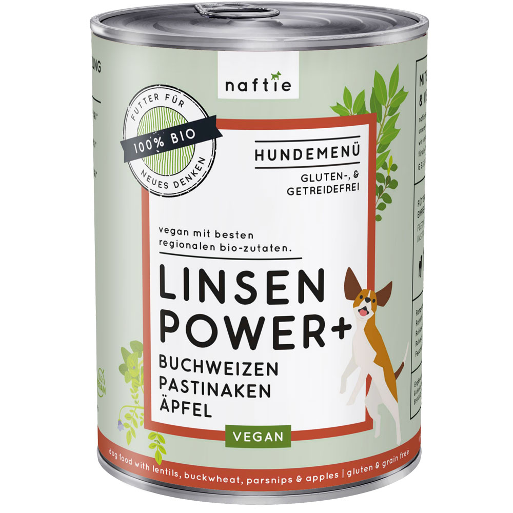 12er-VE Bio Hundemenü vegan Linsen Power+ 400g naftie - Bild 1