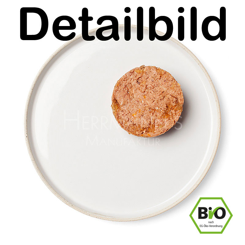 12er-VE Bio Katzenfutter Huhn mit Kamut und Karotte 100g Herrmanns - Bild 2