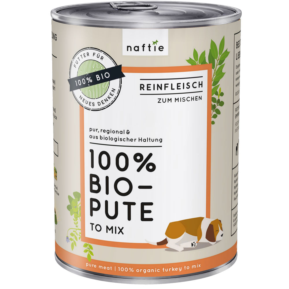 12er-VE Bio Pute 100 %, Ergänzungsfutter für Hund & Katze 400g naftie - Bild 1