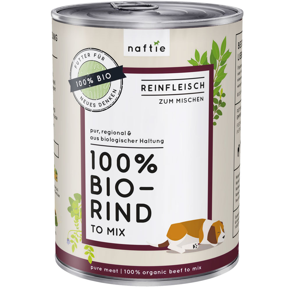 12er-VE Bio Rind 100 %, Ergänzungsfutter für Hund & Katze 400g naftie - Bild 1