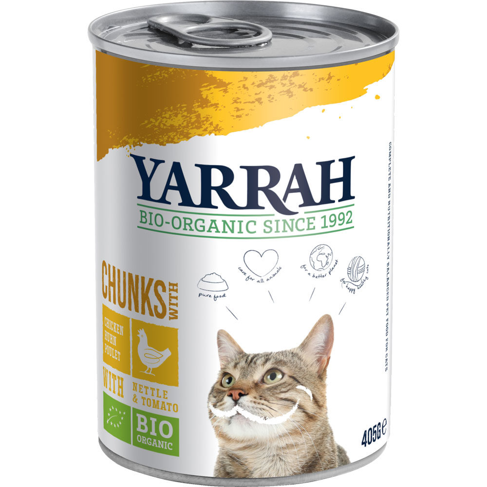 12er-VE Bröckchen in Soße Huhn 405g Yarrah Bio Katzenfutter - Bild 1