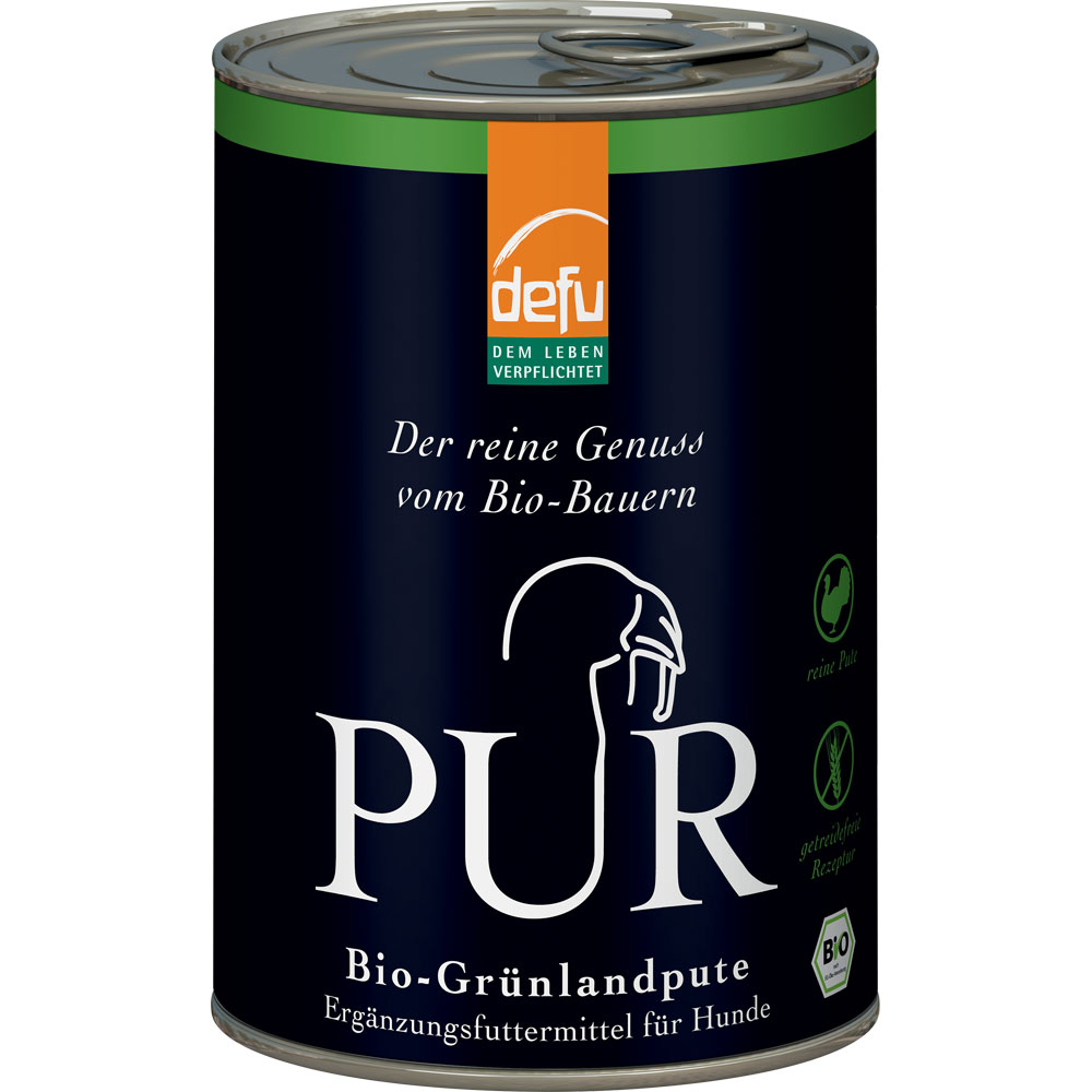 12er-VE Ergänzungsfutter Hund Bio-Grünlandpute PUR, 400 g defu - Bild 1