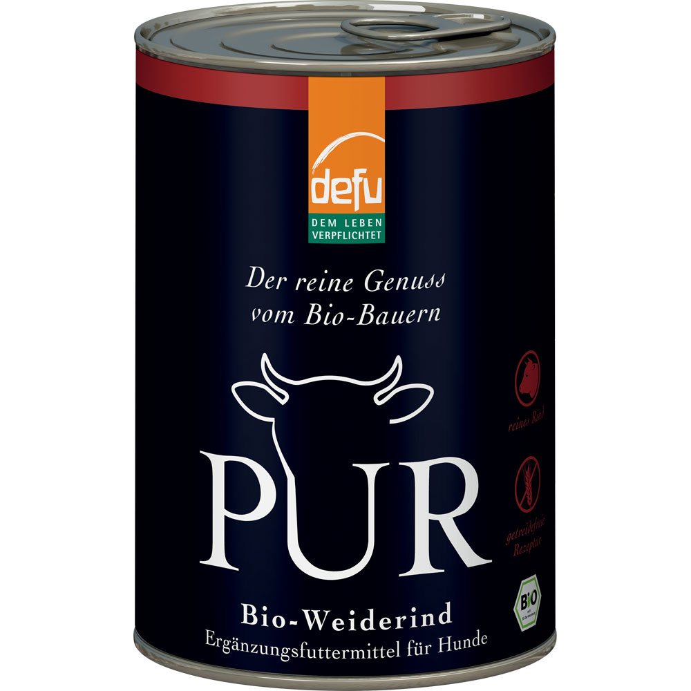 12er-VE Ergänzungsfutter Hund Bio-Weiderind PUR, 400 g defu - Bild 1