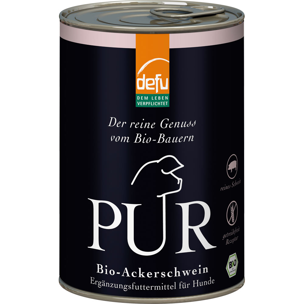 12er-VE Ergänzungsfutter Hund&Katze Bio-Ackerschwein PUR 400g defu - Bild 1