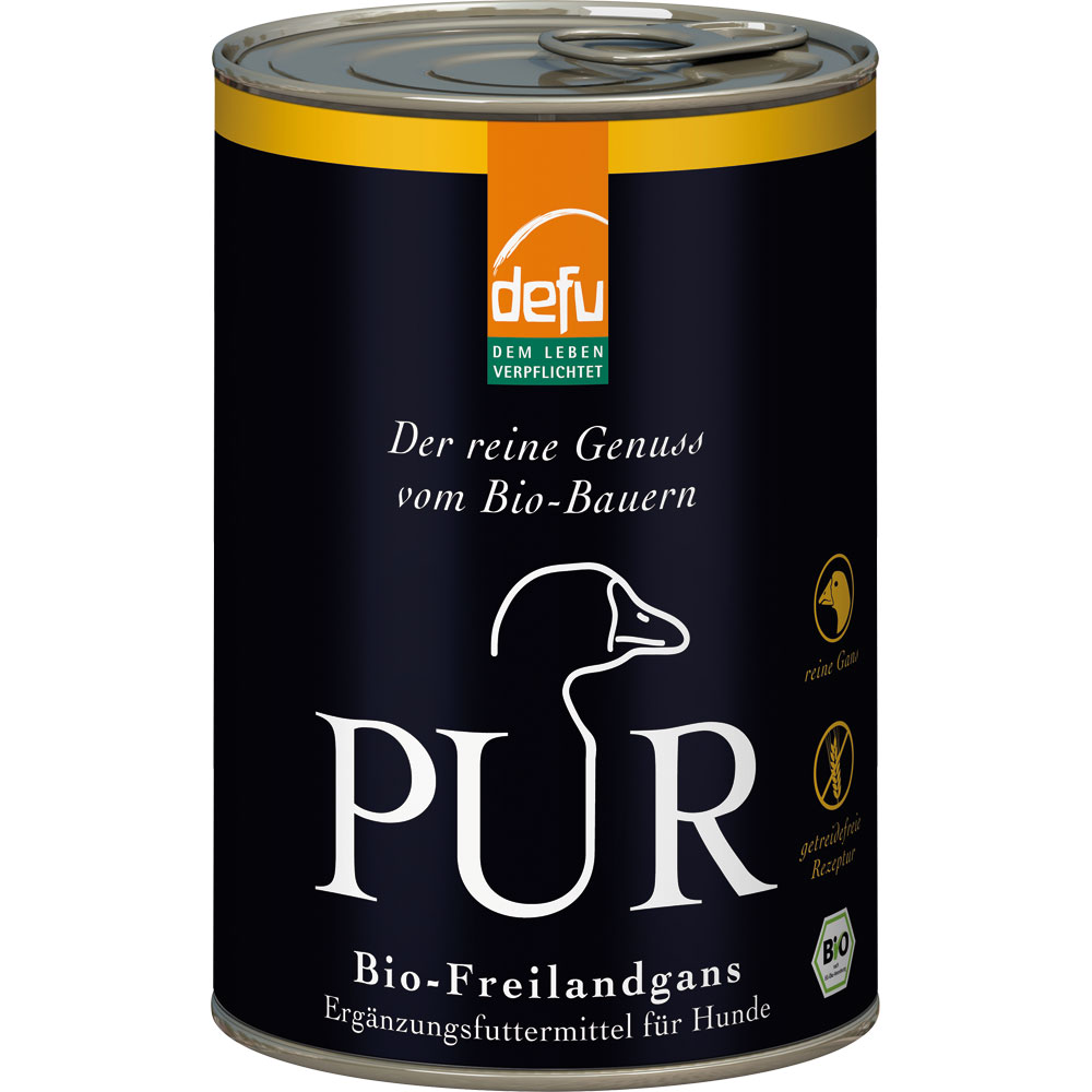 12er-VE Ergänzungsfutter Hund&Katze Bio-Freilandgans PUR 400g defu - Bild 1