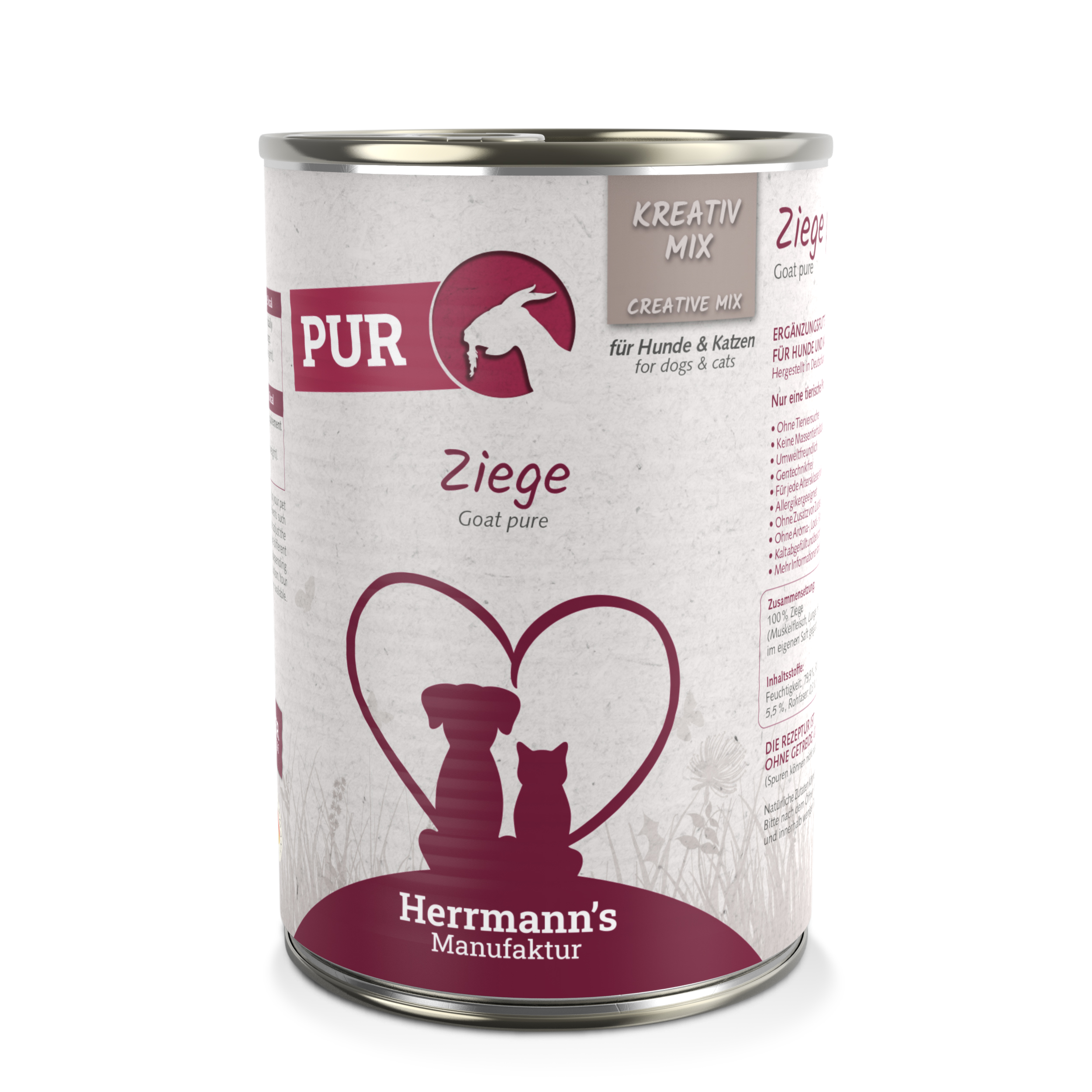 12er-VE Ergänzungsfutter f. Hund/Katze 100 % Ziege (nicht Bio) 400g Herrmann's - Bild 1