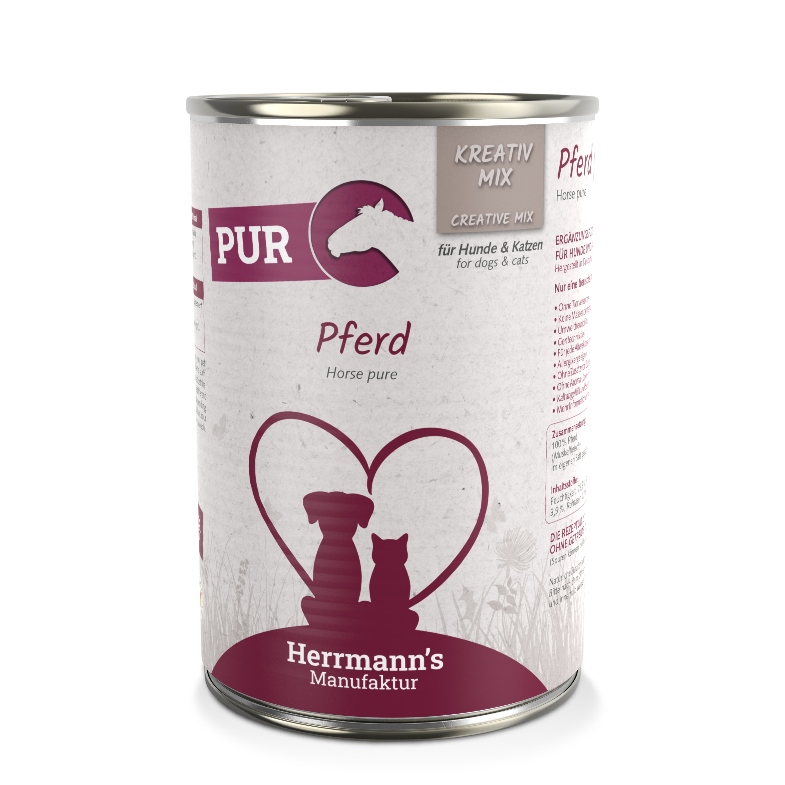 12er-VE Ergänzungsfutter für Hunde/Katzen 100% Pferd  -Nicht Bio-400g Herrmanns - Bild 1