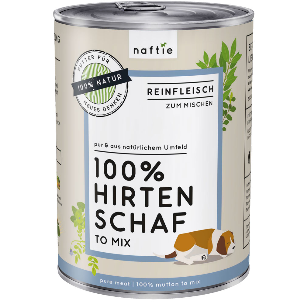 12er-VE Hirten Schaf 100 %, nicht Bio, Ergänzungsfutter Hund & Katze 400g naftie - Bild 1