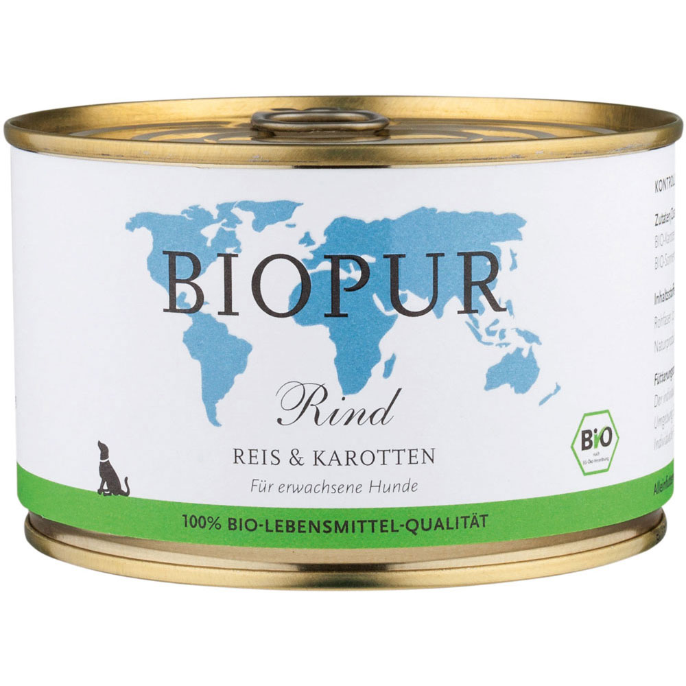 12er-VE Rind, Reis & Karotten 400 g BioPur Bio Hundefutter - Bild 1