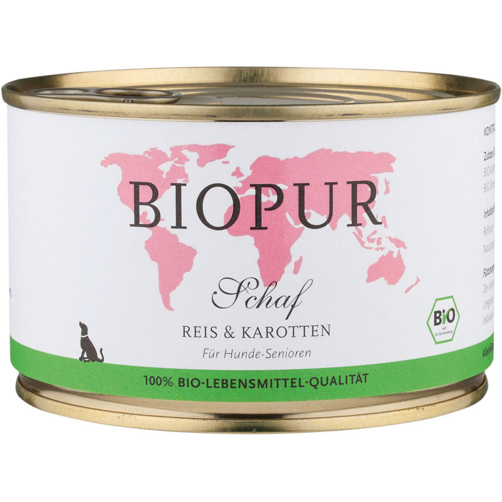 12er-VE Senior Schaf, Reis & Karotten 400 g BioPur Bio Hundefutter - Bild 1