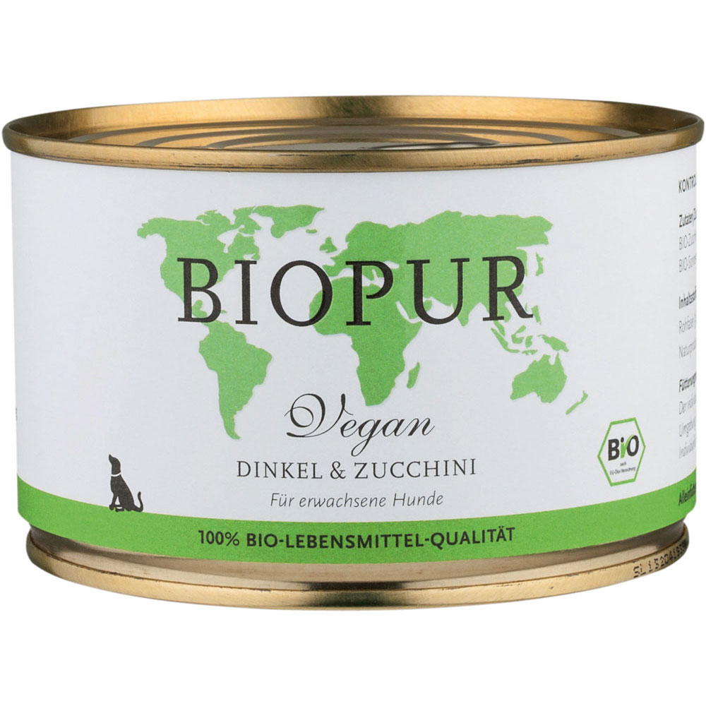 12er-VE Vegan mit Dinkel & Zucchini 400 g BioPur Bio Hundefutter - Bild 1