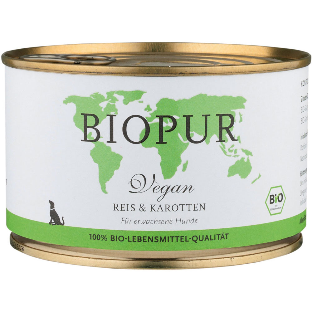 12er-VE Vegan mit Reis & Karotten 400g BioPur Bio Hundefutter - Bild 1