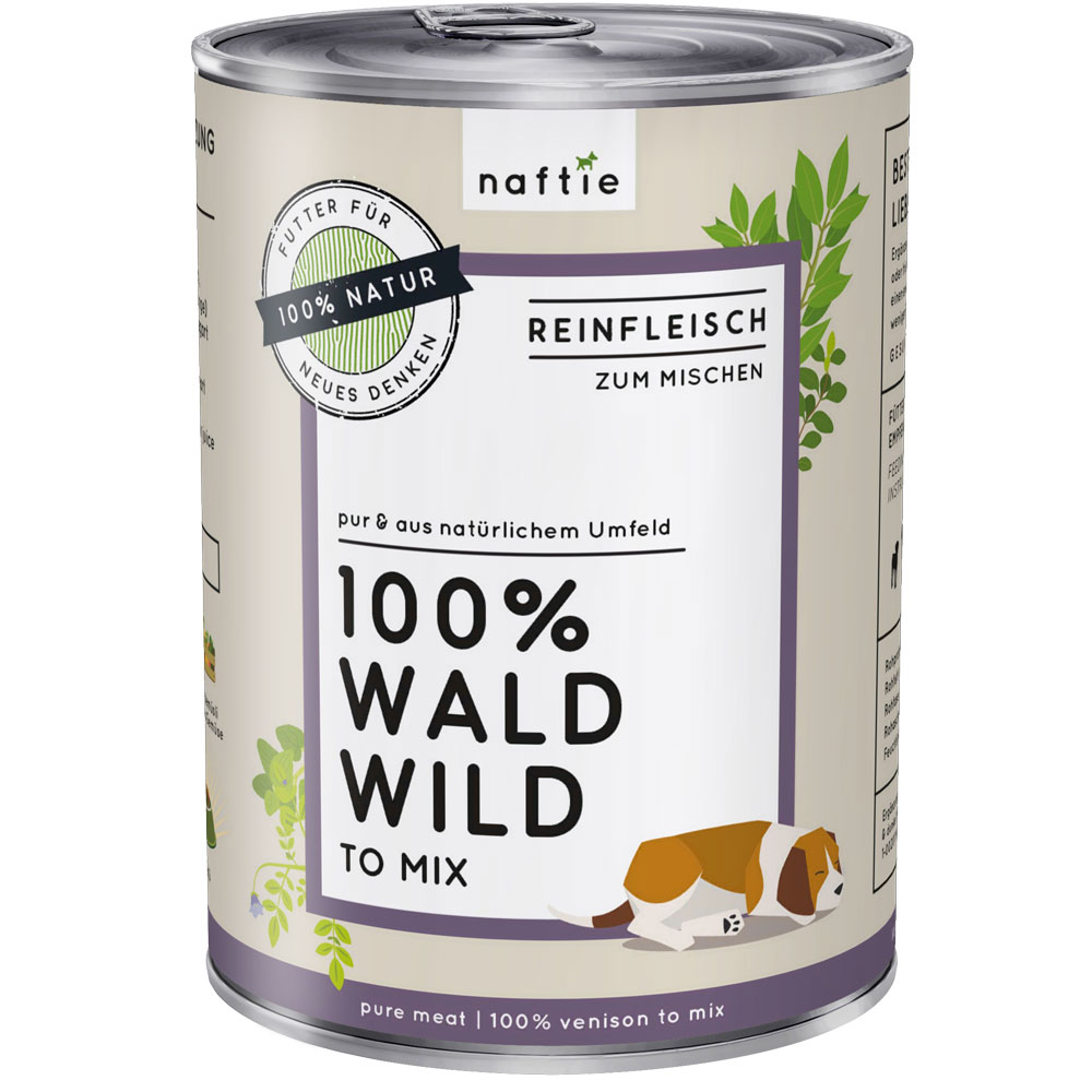 12er-VE Wald Wild 100 %, nicht Bio, Ergänzungsfutter Hund & Katze 400g naftie - Bild 1