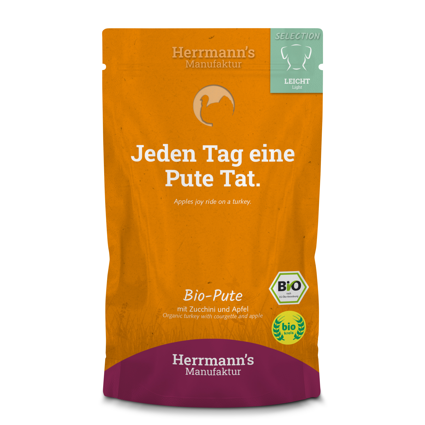 14er-VE Hundefutter Bio Pute mit Zucchini und Apfel 150g Herrmann's - Bild 1