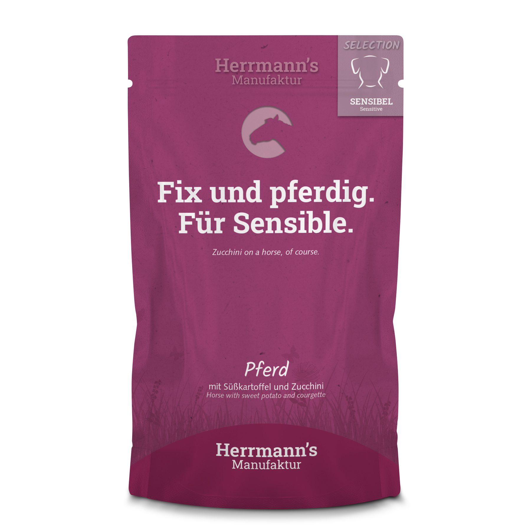 14er-VE Hundefutter Pferd NICHT BIO mit S&uuml;&szlig;kartoffel und Zucchini 150g Herrmann' - Bild 1