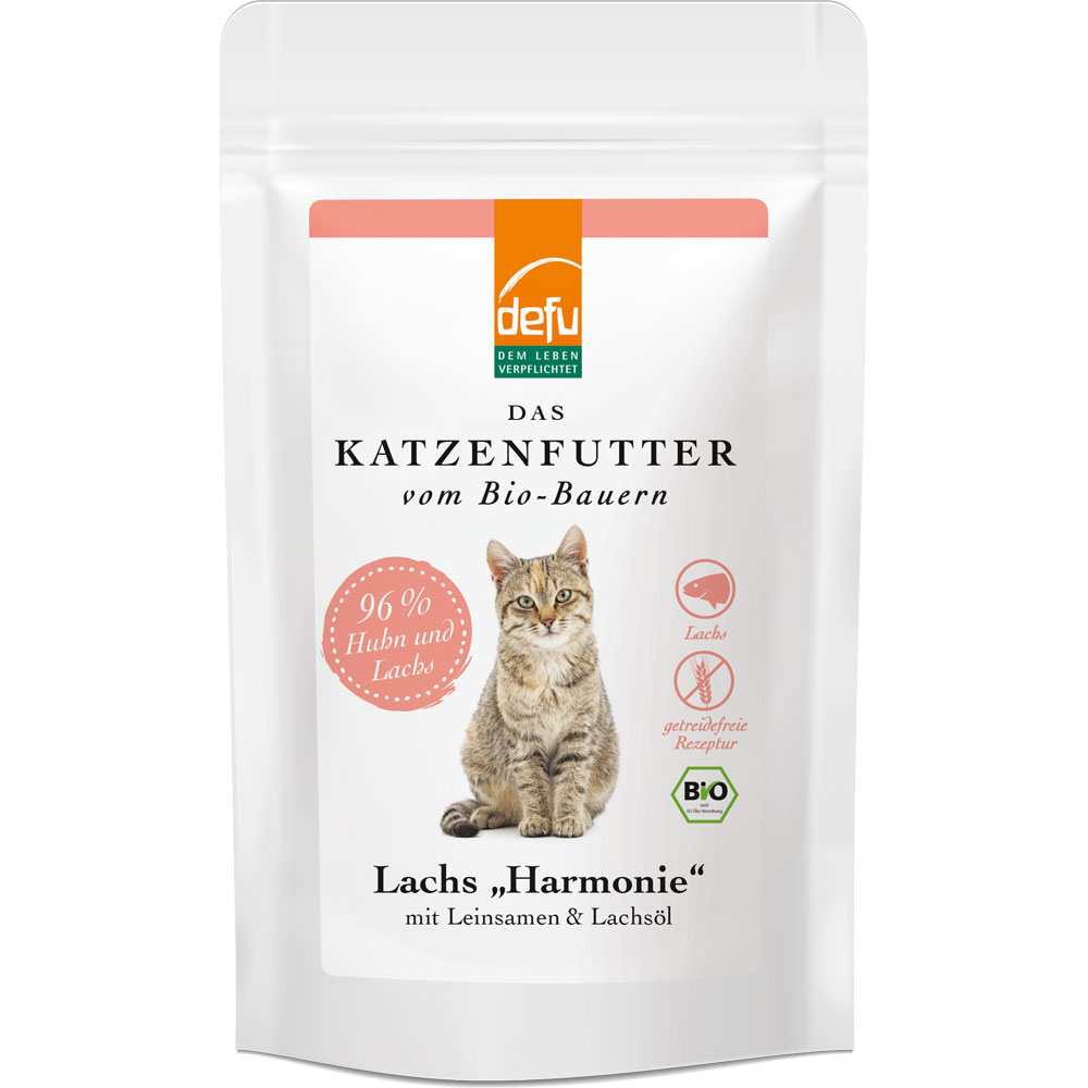 14er-VE Katzenfutter Bio Lachs 85 g Getreidefrei Rezeptur defu Harmonie - Bild 1