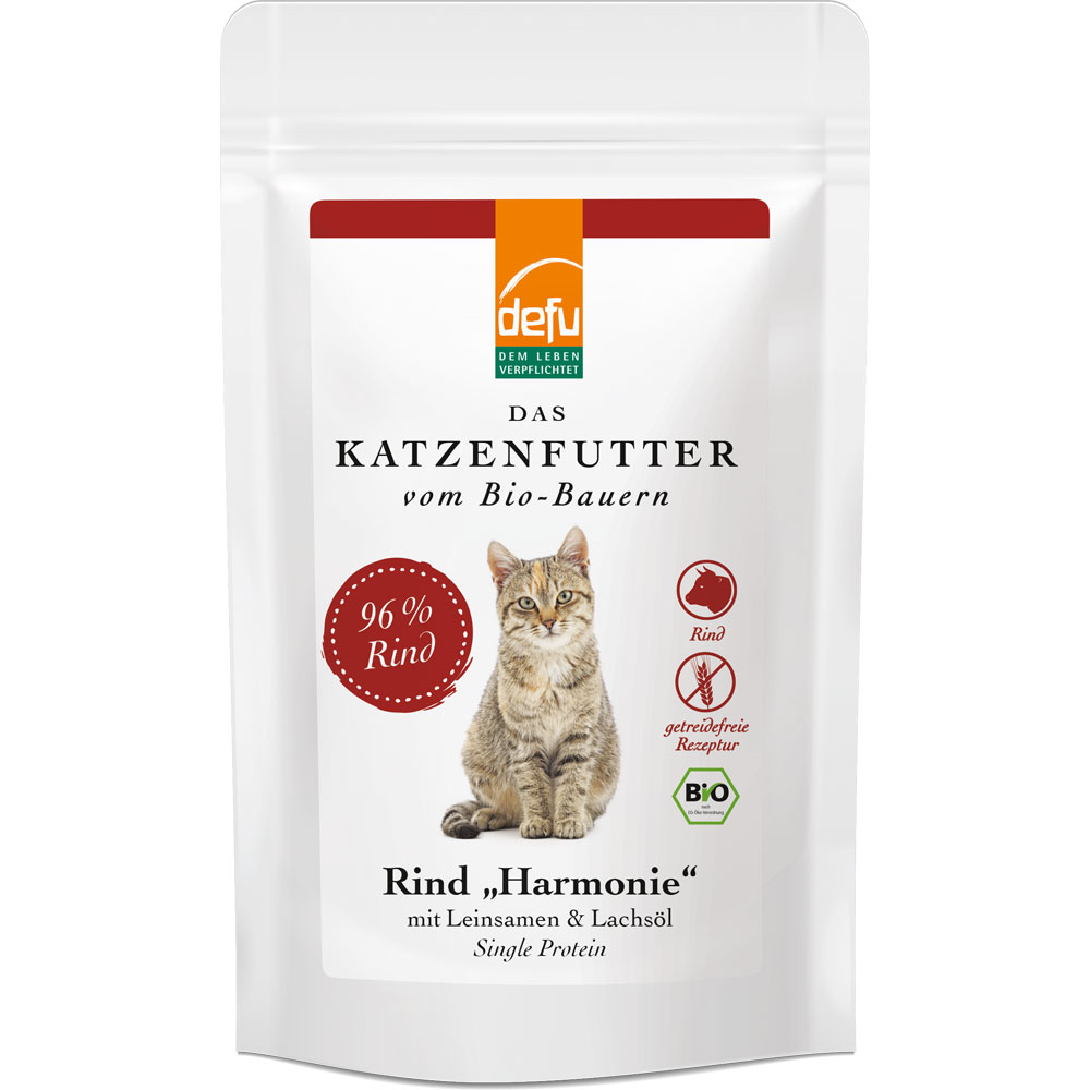 14er-VE Katzenfutter Bio Rind 85 g Getreidefrei Rezeptur defu Harmonie - Bild 1