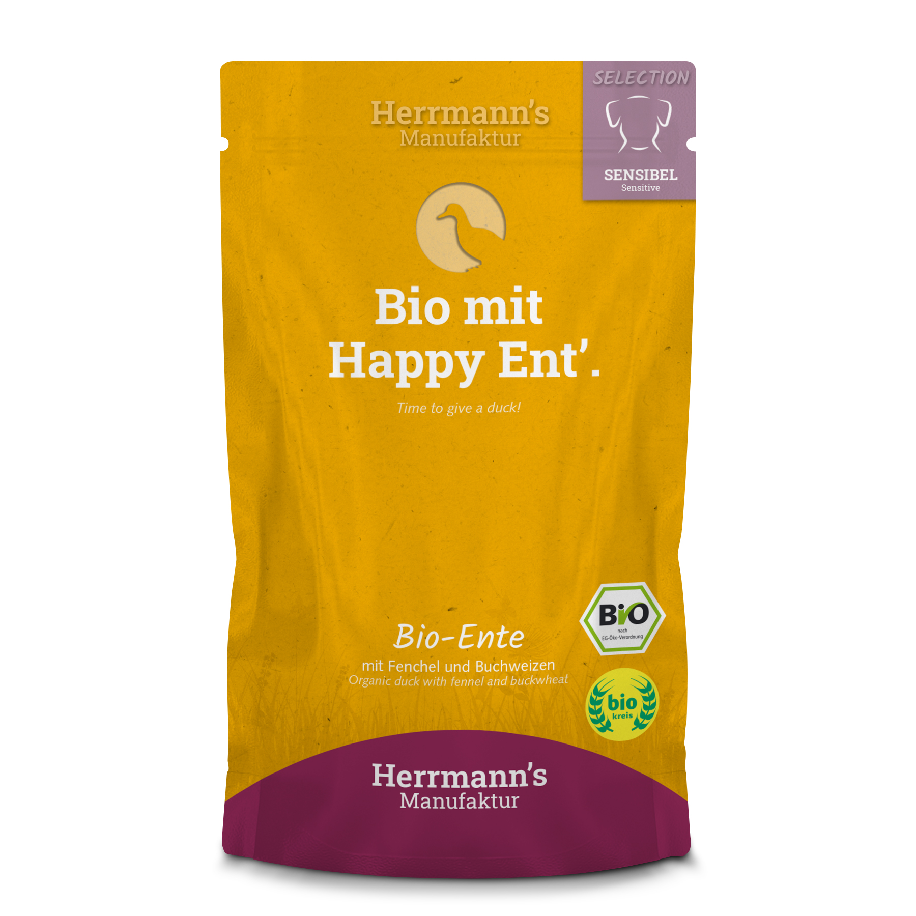 15er-VE Hundefutter Bio Ente mit Fenchecl und Buchweizen 150g Herrmann's - Bild 1