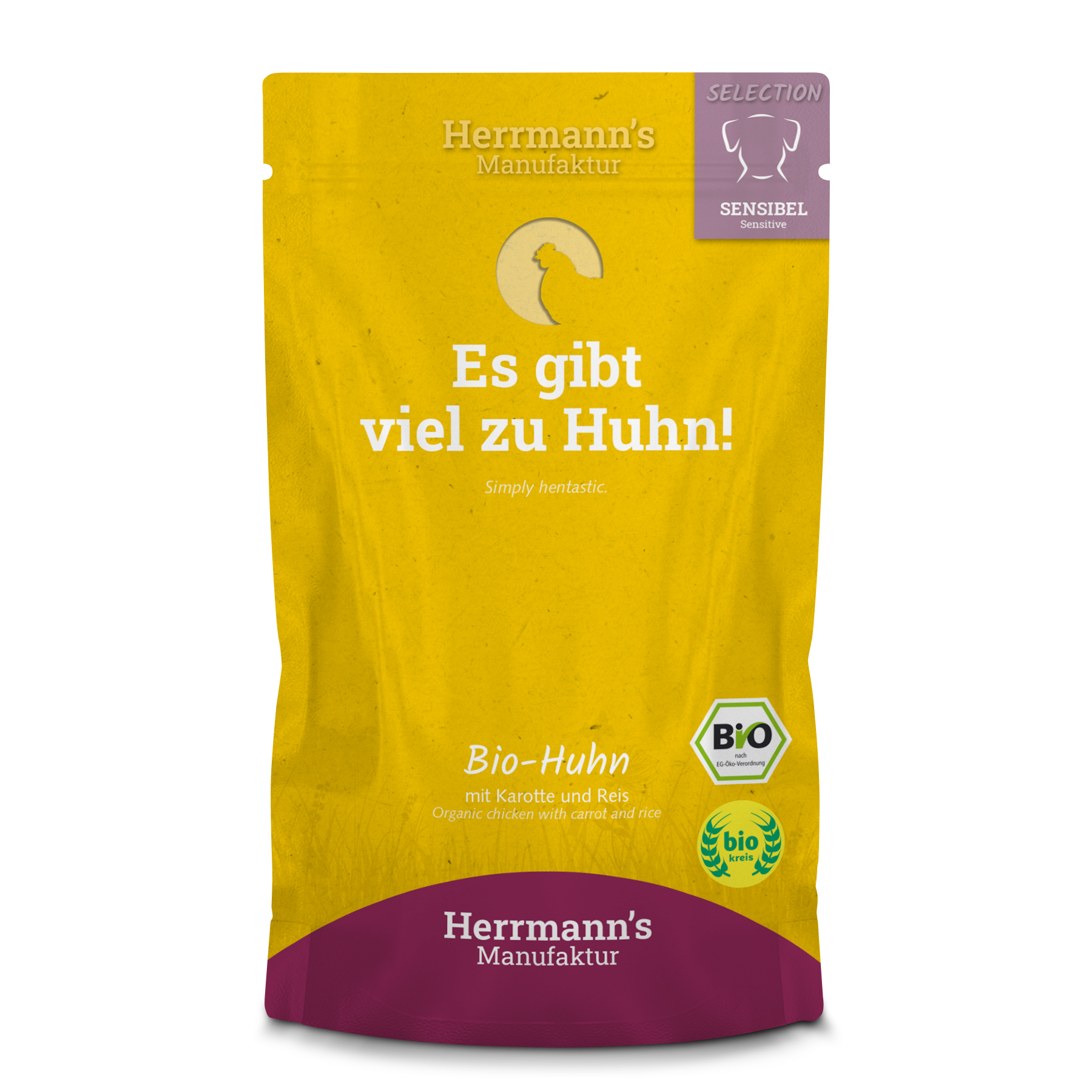 15er-VE Hundefutter Bio Huhn mit Karotte und Reis 150g Herrmann's - Bild 1