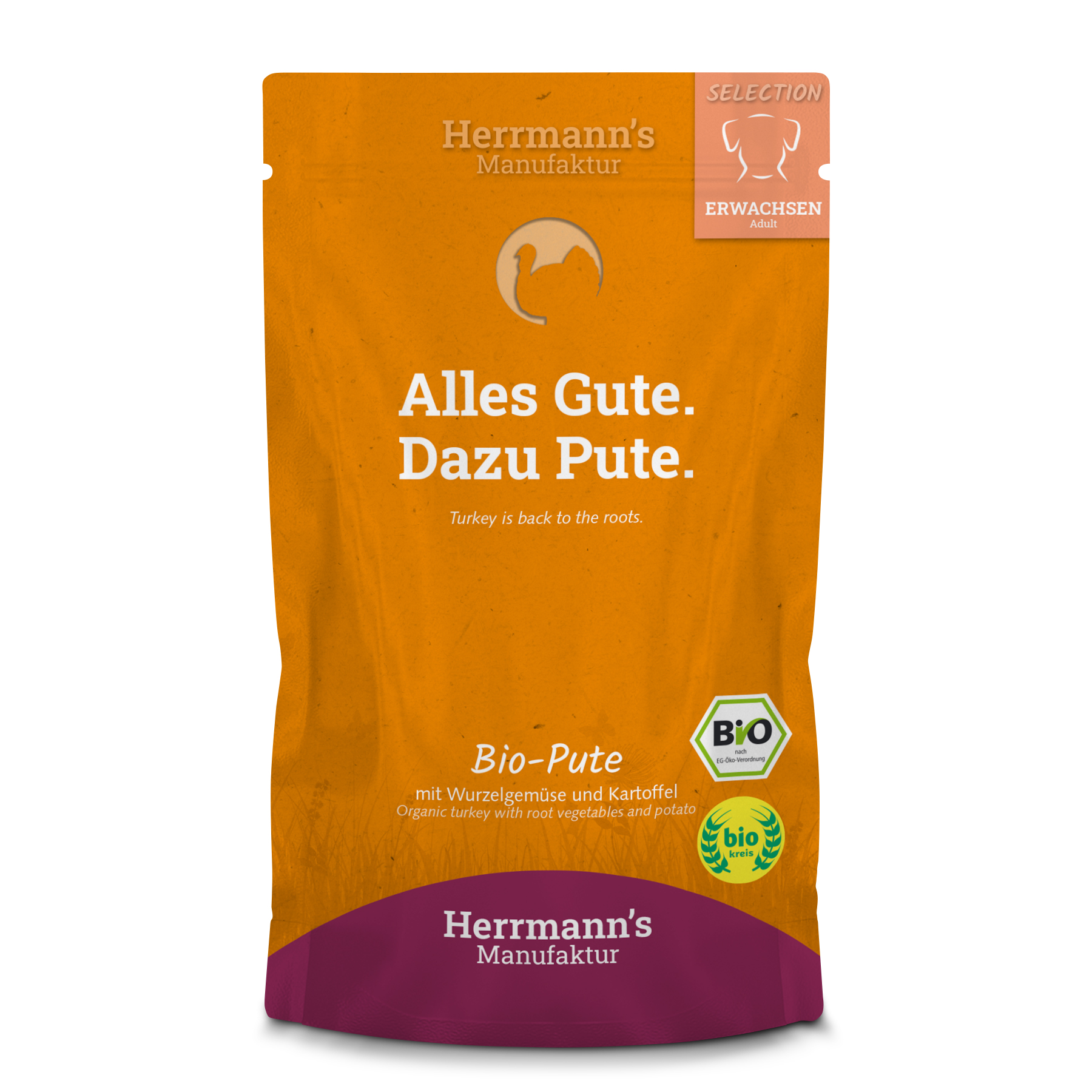 15er-VE Hundefutter Bio Pute mit Wurzelgemüse 150g Herrmann's - Bild 1