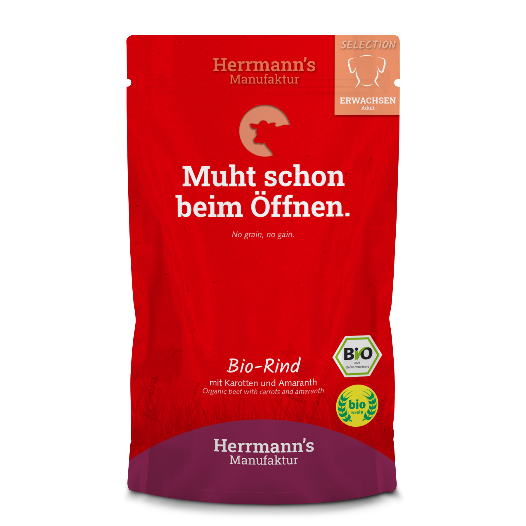 15er-VE Hundefutter Bio Rind mit Karotten und Amaranth 150g Herrmann's - Bild 1