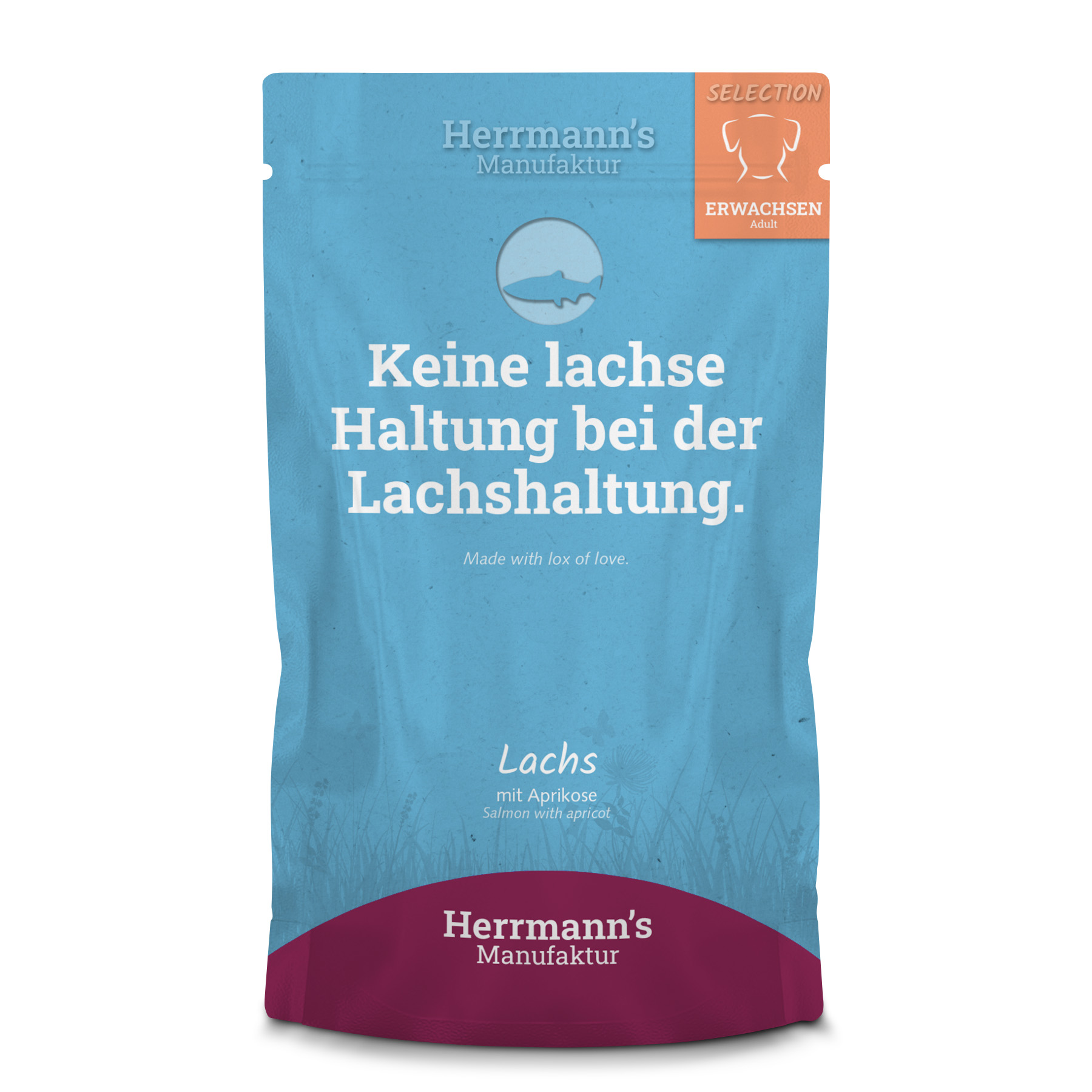 15er-VE Hundefutter Lachs NICHT BIO mit Aprikose 150g Herrmann's - Bild 1